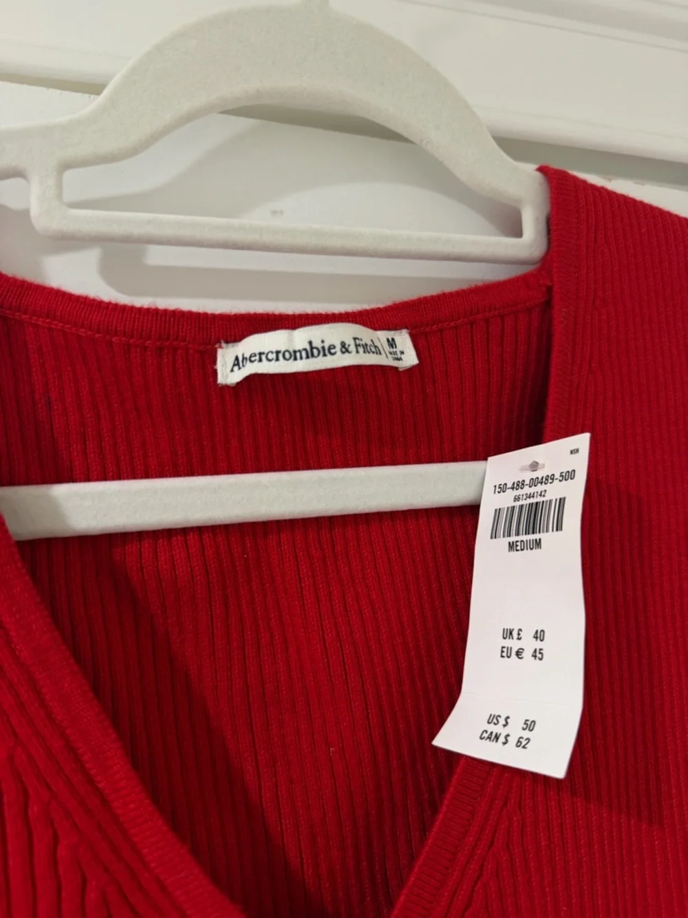 NWT Abercrombie Red Ribbed Tie-Front tanktop - Picture 3 of 4